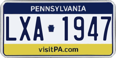PA license plate LXA1947