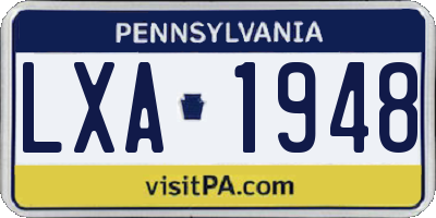 PA license plate LXA1948