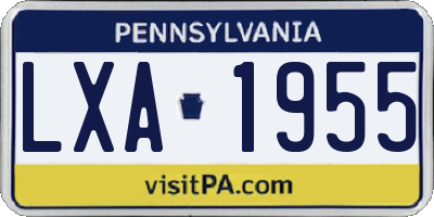 PA license plate LXA1955