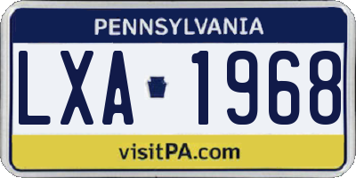 PA license plate LXA1968