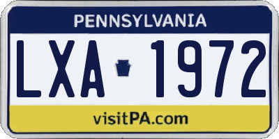 PA license plate LXA1972