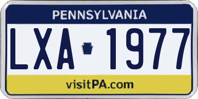 PA license plate LXA1977