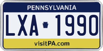 PA license plate LXA1990