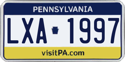PA license plate LXA1997
