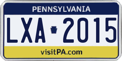 PA license plate LXA2015