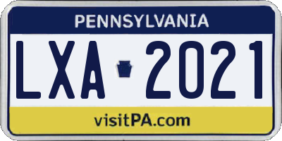 PA license plate LXA2021