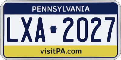 PA license plate LXA2027