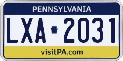 PA license plate LXA2031