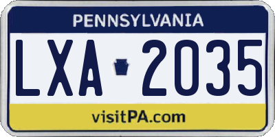 PA license plate LXA2035