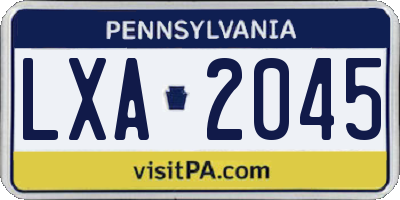 PA license plate LXA2045