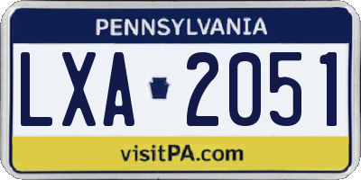 PA license plate LXA2051