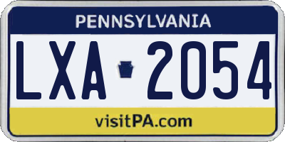 PA license plate LXA2054