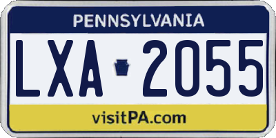 PA license plate LXA2055