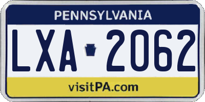 PA license plate LXA2062