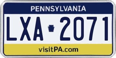 PA license plate LXA2071