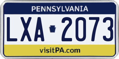 PA license plate LXA2073