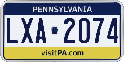 PA license plate LXA2074