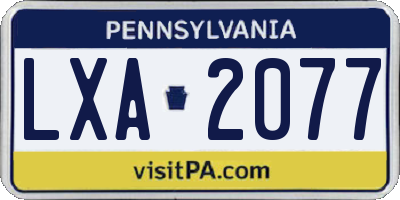 PA license plate LXA2077