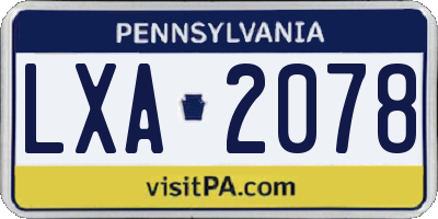 PA license plate LXA2078