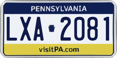 PA license plate LXA2081