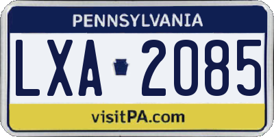 PA license plate LXA2085