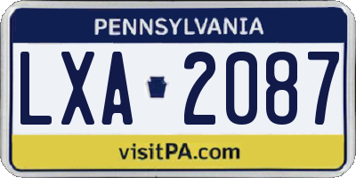 PA license plate LXA2087