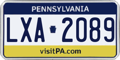 PA license plate LXA2089