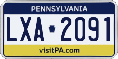 PA license plate LXA2091