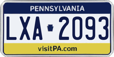 PA license plate LXA2093
