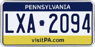 PA license plate LXA2094