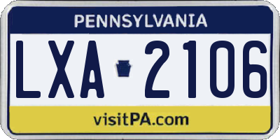 PA license plate LXA2106