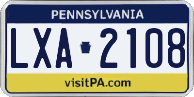 PA license plate LXA2108