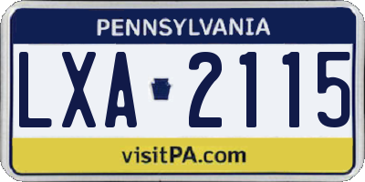 PA license plate LXA2115