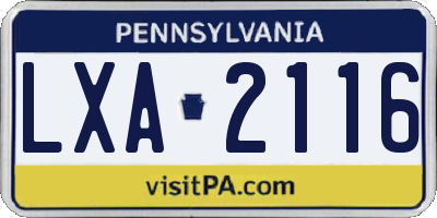 PA license plate LXA2116
