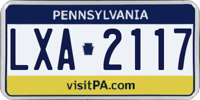 PA license plate LXA2117