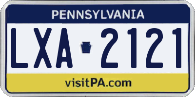 PA license plate LXA2121