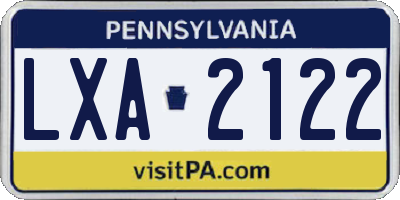 PA license plate LXA2122