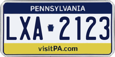 PA license plate LXA2123