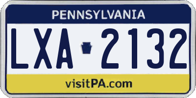 PA license plate LXA2132