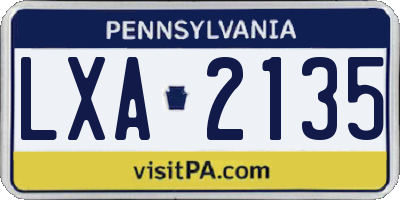 PA license plate LXA2135