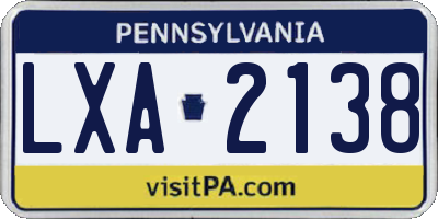 PA license plate LXA2138