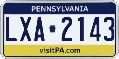 PA license plate LXA2143