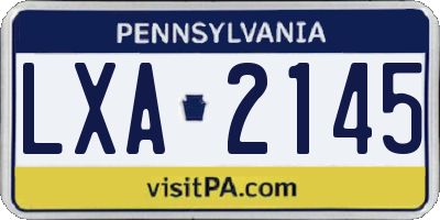 PA license plate LXA2145