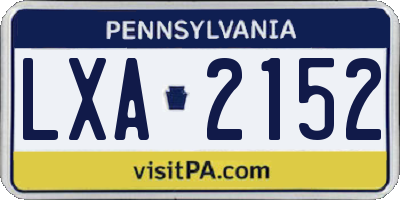 PA license plate LXA2152