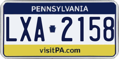 PA license plate LXA2158