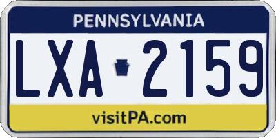 PA license plate LXA2159