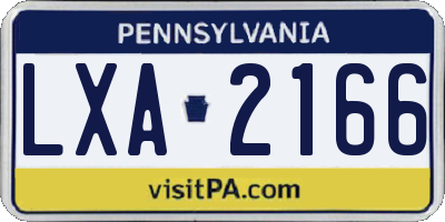 PA license plate LXA2166