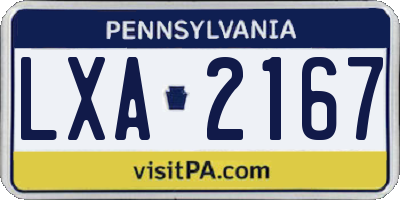 PA license plate LXA2167