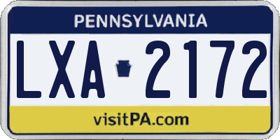 PA license plate LXA2172
