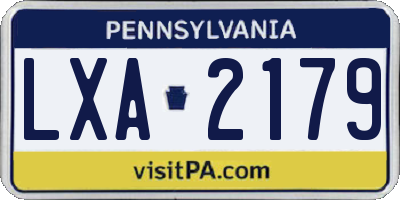 PA license plate LXA2179